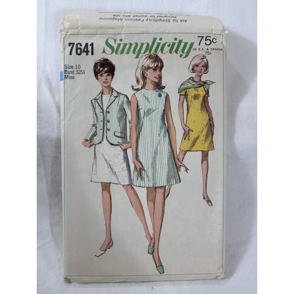 Vintage 1960s Simplicity 7641 Juniors Dress Jacket Pattern Sz 10 CUT
